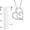 Diamond Accent Double Ribbon Hearts Pendant in Sterling Silver