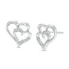 Thumbnail Image 0 of Diamond Accent Double Heart Stud Earrings in Sterling Silver