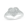 Thumbnail Image 0 of Multi-Diamond Accent Frame Heart Ring in Sterling Silver