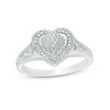Multi-Diamond Accent Frame Heart Ring in Sterling Silver