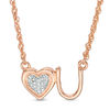 Composite Diamond Accent Heart "U" Necklace in Sterling Silver with 14K Rose Gold Plate - 17.5"