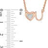 Thumbnail Image 1 of Composite Diamond Accent Heart "U" Necklace in Sterling Silver with 14K Rose Gold Plate - 17.5"