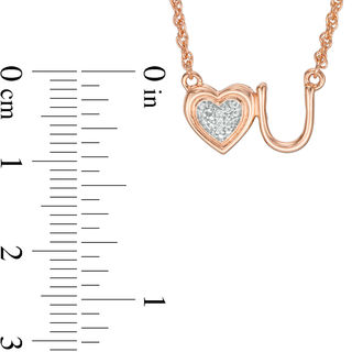 Composite Diamond Accent Heart "U" Necklace in Sterling Silver with 14K Rose Gold Plate - 17.5"