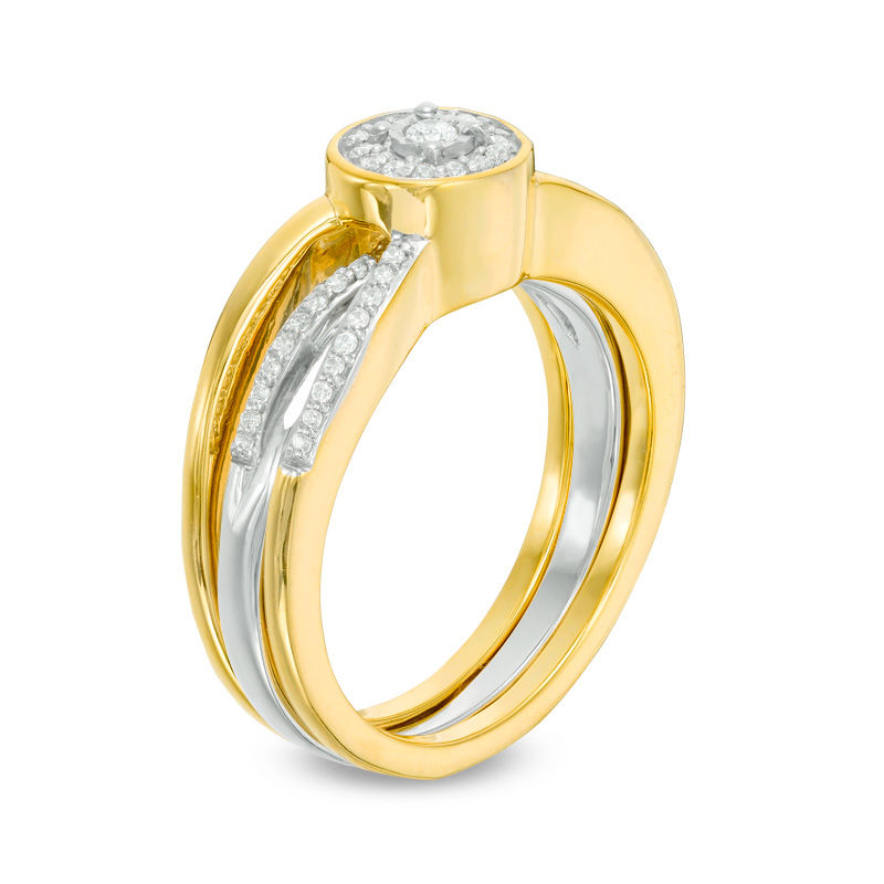 Convertibilities 0.20 CT. T.W. Diamond Crossover Three-in-One Ring in Sterling Silver and 10K Gold