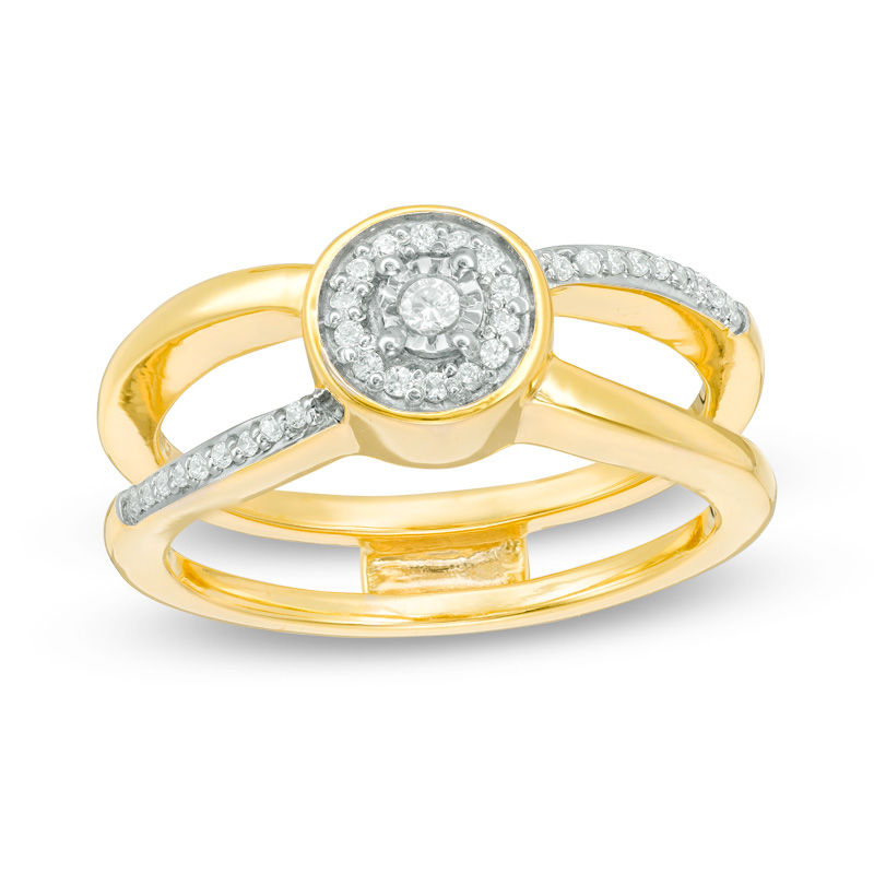 Convertibilities 0.20 CT. T.W. Diamond Crossover Three-in-One Ring in Sterling Silver and 10K Gold