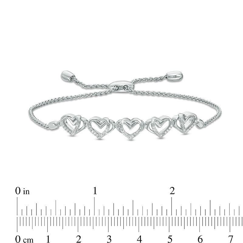 The Kindred Heart from Vera Wang Love Collection 0.12 CT. T.W. Diamond Bolo Bracelet in Sterling Silver - 9.5"