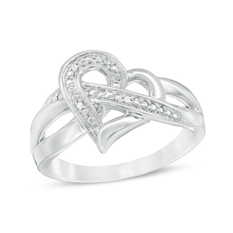 Diamond Accent Crossover Heart Ring in Sterling Silver|Peoples Jewellers