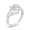 Thumbnail Image 1 of Diamond Accent Interlocking Double Hearts Ring in Sterling Silver