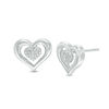 Thumbnail Image 0 of Diamond Accent Double Heart Stud Earrings in Sterling Silver