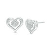 Diamond Accent Double Heart Stud Earrings in Sterling Silver