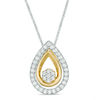 Convertibilities 0.25 CT. T.W. Composite Diamond Teardrop Frame Three-in-One Pendant in Sterling Silver and 10K Gold