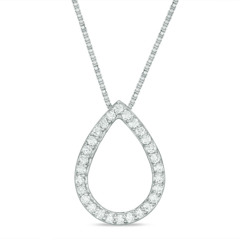 Convertibilities 0.25 CT. T.W. Composite Diamond Teardrop Frame Three-in-One Pendant in Sterling Silver and 10K Gold