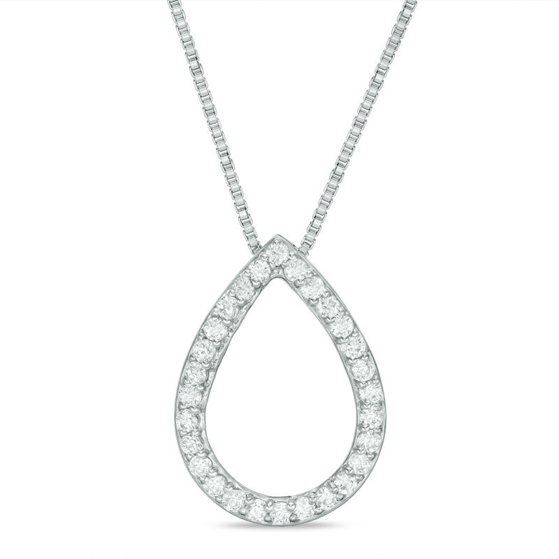 Main Image 3 of Convertibilities 0.25 CT. T.W. Composite Diamond Teardrop Frame Three-in-One Pendant in Sterling Silver and 10K Gold
