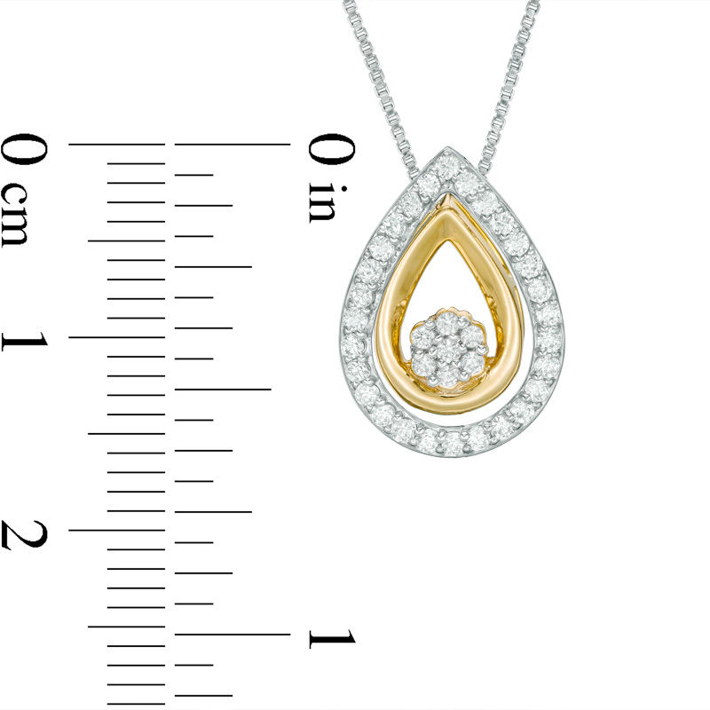 Main Image 4 of Convertibilities 0.25 CT. T.W. Composite Diamond Teardrop Frame Three-in-One Pendant in Sterling Silver and 10K Gold