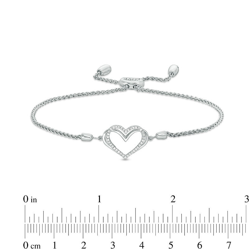 The Kindred Heart from Vera Wang Love Collection 0.09 CT. T.W. Diamond Bolo Bracelet in Sterling Silver - 9.5"