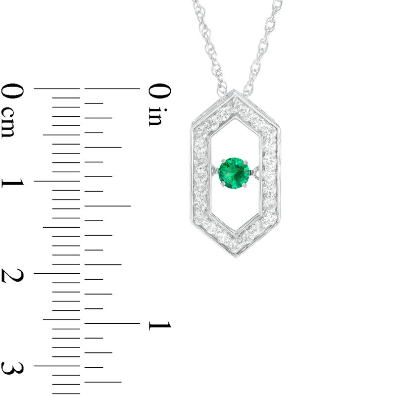 Unstoppable Love™ Lab-Created Emerald and White Sapphire Elongated Hexagon Pendant in Sterling Silver