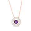 Unstoppable Love™ 5.0mm Amethyst and 0.085 CT. T.W. Diamond Octagon Pendant in 10K Rose Gold