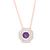 Thumbnail Image 0 of Unstoppable Love™ 5.0mm Amethyst and 0.085 CT. T.W. Diamond Octagon Pendant in 10K Rose Gold