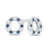 Vera Wang Love Collection Blue Sapphire and 0.05 CT. T.W. Diamond Open Circle Stud Earrings in Sterling Silver