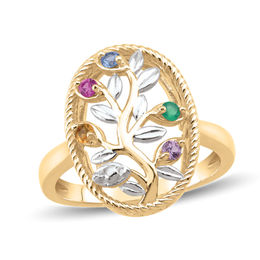 Mother's Birthstone Oval Rope Frame Vine Ring (3-6 Stones)