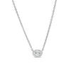 Thumbnail Image 0 of 0.09 CT. Oval Diamond Solitaire Necklace in 10K White Gold