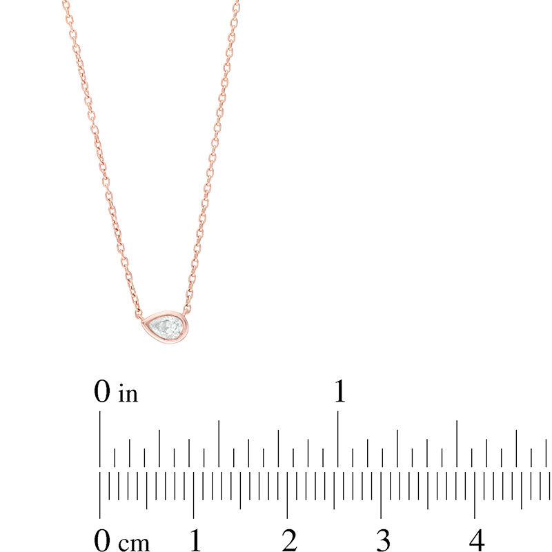 Main Image 2 of 0.09 CT. Pear-Shaped Diamond Solitaire Necklace in 10K Rose Gold
