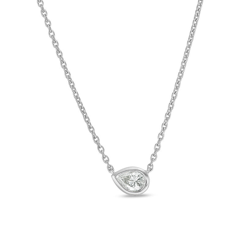 0.09 CT. Pear-Shaped Diamond Solitaire Necklace in 10K White Gold