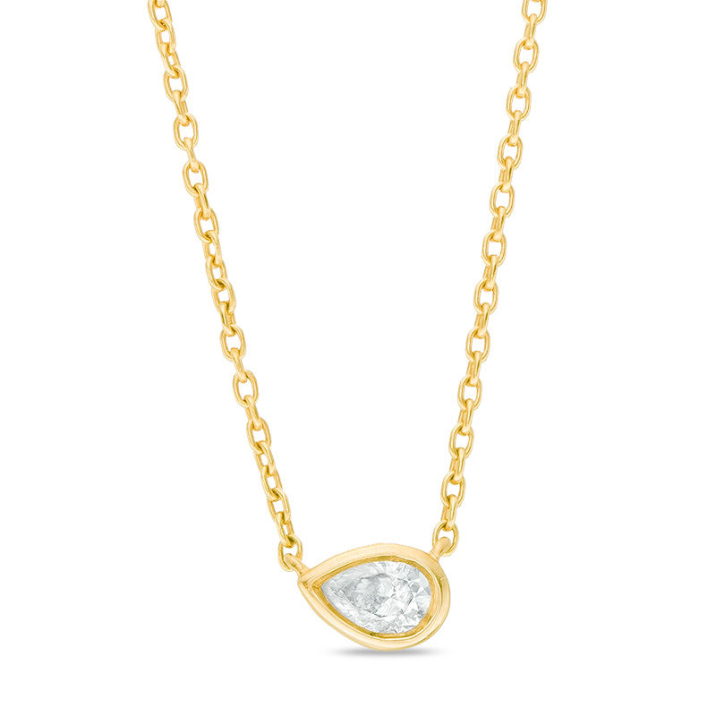 0.09 CT. Pear-Shaped Diamond Solitaire Necklace in 10K Gold