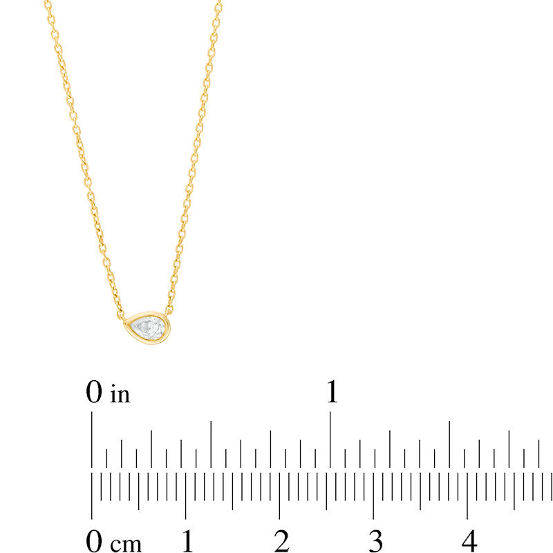 Main Image 2 of 0.09 CT. Pear-Shaped Diamond Solitaire Necklace in 10K Gold