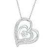 Thumbnail Image 0 of Diamond Accent Tilted Double Heart Pendant in Sterling Silver