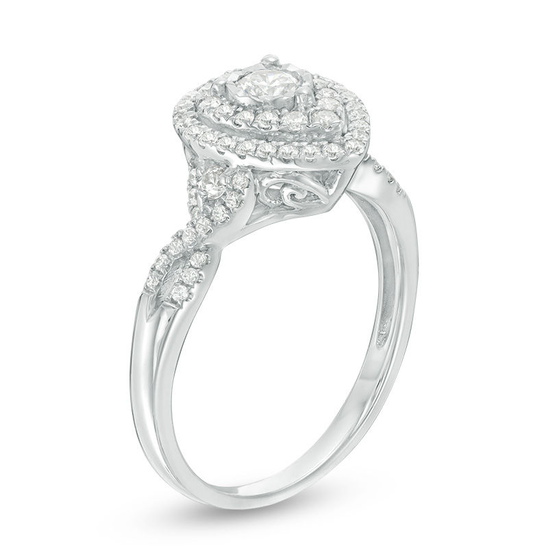 Main Image 2 of 0.45 CT. T.W. Diamond Double Pear-Shaped Twist Engagement Ring in 10K White Gold
