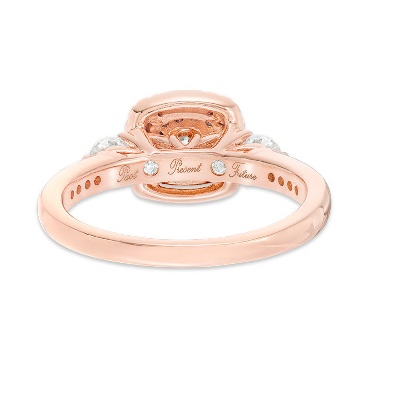 0.95 CT. T.W. Diamond Past Present Future® Double Frame Engagement Ring in 14K Rose Gold