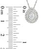 Thumbnail Image 1 of Pear-Shaped Lab-Created White Sapphire Double Frame Pendant in Sterling Silver