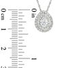 Pear-Shaped Lab-Created White Sapphire Double Frame Pendant in Sterling Silver