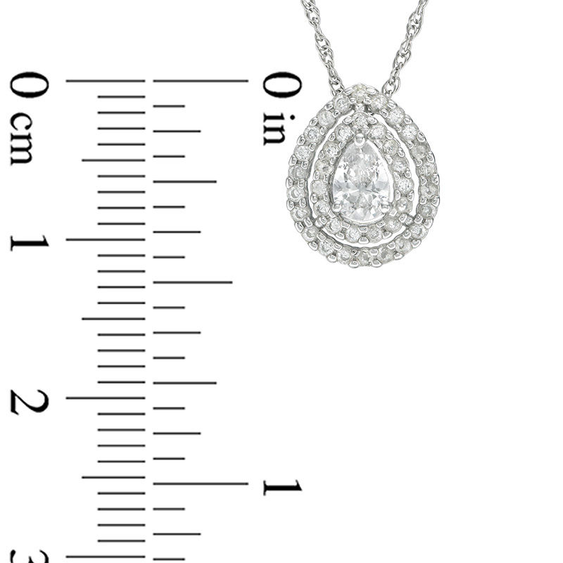 Pear-Shaped Lab-Created White Sapphire Double Frame Pendant in Sterling Silver