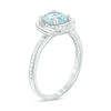 Thumbnail Image 1 of 6.0mm Sky Blue Topaz and 0.15 CT. T.W. Diamond Orbit Frame Ring in 10K White Gold