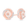 Thumbnail Image 0 of 6.0mm Morganite and 0.14 CT. T.W. Diamond Orbit Stud Earrings in 10K Rose Gold