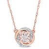 Thumbnail Image 0 of 6.0mm Morganite and 0.04 CT. T.W. Diamond Orbit Frame Necklace in 10K Rose Gold - 17"