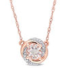 Thumbnail Image 1 of 6.0mm Morganite and 0.04 CT. T.W. Diamond Orbit Frame Necklace in 10K Rose Gold - 17"