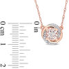 Thumbnail Image 2 of 6.0mm Morganite and 0.04 CT. T.W. Diamond Orbit Frame Necklace in 10K Rose Gold - 17"