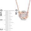 Thumbnail Image 3 of 6.0mm Morganite and 0.04 CT. T.W. Diamond Orbit Frame Necklace in 10K Rose Gold - 17"