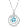 6.0mm Swiss Blue Topaz and Lab-Created White Sapphire Pendant in Sterling Silver