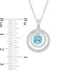 6.0mm Swiss Blue Topaz and Lab-Created White Sapphire Pendant in Sterling Silver