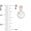 Thumbnail Image 2 of Freshwater Cultured Pearl, White Sapphire and Diamond Accent Vintage-Style Stud Earrings in 10K Rose Gold