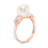 Thumbnail Image 2 of Cultured Freshwater Pearl, White Sapphire and Diamond Accent Vintage-Style Ring in 10K Rose Gold