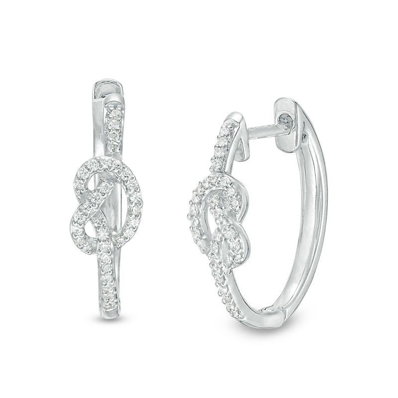 0.147 CT. T.W. Diamond Knot Hoop Earrings in Sterling Silver