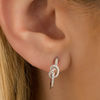 Thumbnail Image 1 of 0.147 CT. T.W. Diamond Knot Hoop Earrings in Sterling Silver