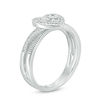 Thumbnail Image 1 of 0.116 CT. T.W. Diamond Heart Frame Promise Ring in Sterling Silver