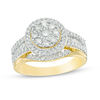 Thumbnail Image 0 of 1.00 CT. T.W. Composite Diamond Frame Multi-Row Vintage-Style Engagement Ring in 10K Gold