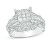 Thumbnail Image 0 of 1.00 CT. T.W. Composite Princess-Cut Diamond Frame Multi-Row Engagement Ring in 10K White Gold